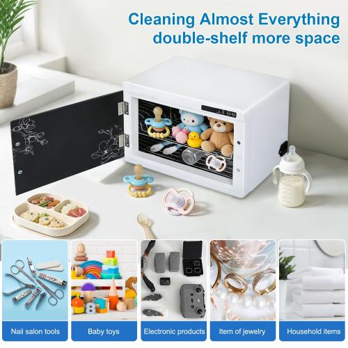 Nail Tool Cleaning Machine 12L High Capacity Cleaning Cabinet Salon Tools Cleaning Box with Touch Timer Setting for Esthetician, Manicurist, Spa, Tattoo, Barber&Salon