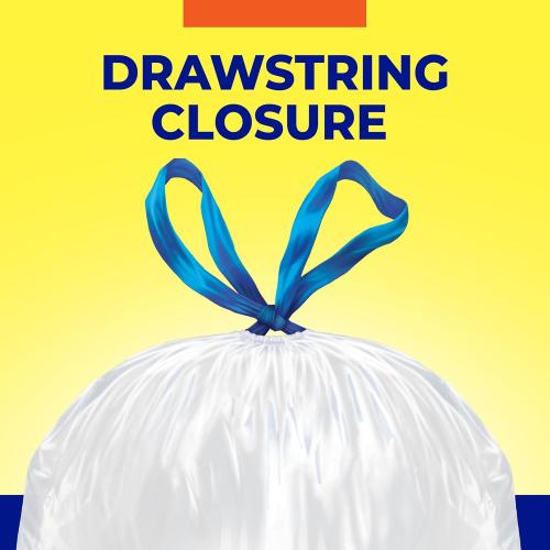 Hefty Essentials 13 Gallon Kitchen Trash Bags, White, Unscented, 120ct