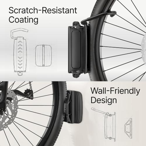 PEGZONE 4 Pack Bike Rack Garage, Bike Wall Mount Heavy Duty, Holds 77 Lbs, Swivel Bike Hangers for Garage, Adjustable Indoor Bike Storage for Bedroom Home Office, 4 Pack