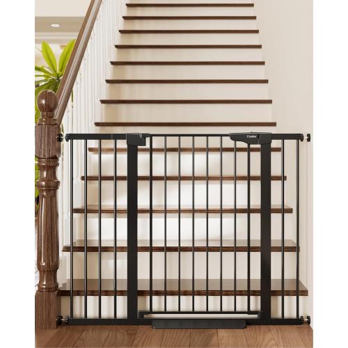 Cumbor 36 Extra Tall Baby Gate for Stairs, 29.7-48 Wide Dog Gates for Doorways, Auto Close Safety Gate for Babies and Pets, Easy Install, Pressure Mounted, Fits Doorways, Stairs, Entryways, Black