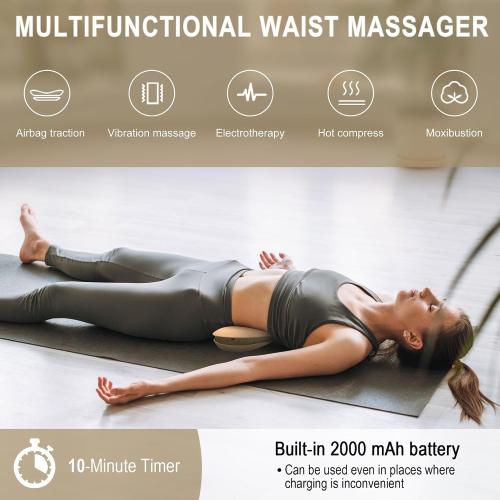 Electric Back Stretcher for Lower Back Pain Relief, Lumbar Traction Device with Dynamic Airbag Traction, 3 Level Hot Compress, Vibration, and 20 Levels of Electrotherapy, Back Massager