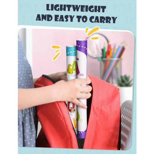 NiBaby Kids' Non Slip Educational Placemats Set of 4 Washable, Children's Interactive Placemats Foldable, Toddler Placemats for Learning Alphabet, Numbers, Shapes, Colors- Durable Reusable PU Leather