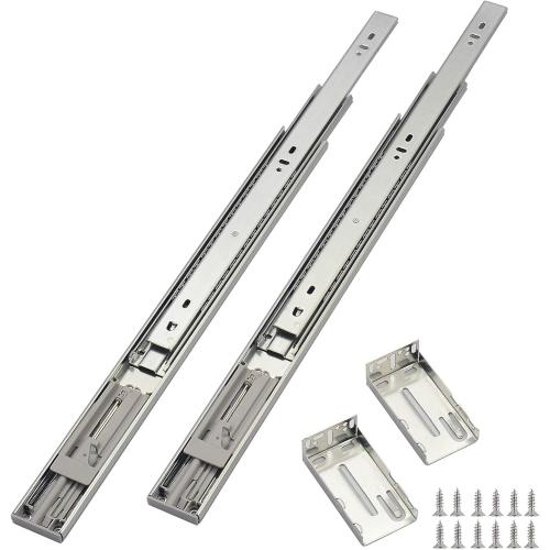 Soft Close Drawer Slides 18 Inch (1 Pair), OCG Full Extension Ball Bearing Side Mount Drawer Slides for Cabinets with Face Frame, with Rear Mounting Brackets