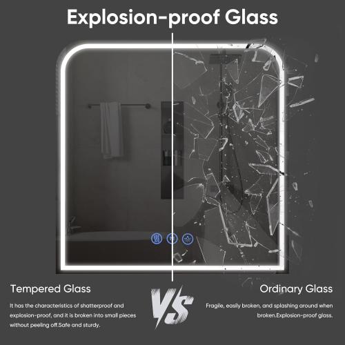 LED Bathroom Mirror, 36x 36 LED Mirror with Lights for Bathroom, Lighted Vanity Mirrors for Wall, Anti-Fog, Dimmable, Tempered Glass, Memory Function, 3 Colors, Safe Use (White)