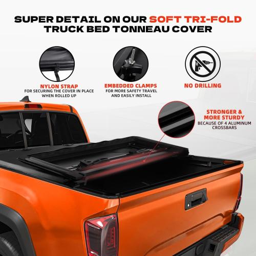 Hard Tri Fold Truck Bed Tonneau Cover for 2022 2023 2024 2025 Ford Maverick 4.6FT(54.4) Bed,No Drilling,All Weather Protection,Anti-Theft Security 2025 Ford Maverick Tonneau Cover