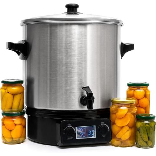 24.5QT Premium Stainless Steel Electric Water Bath Canner - Large-Capacity Digital Electric Canner with LCD Display, Adjustable Temp 86-212°F & Timer for Canning, Making Jams, Sauces, Pickles, Soups