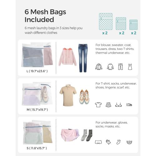 SONGMICS Laundry Hamper with Lid, 130L Clothes Hamper with 2 Removable Liner Bags and 6 Mesh Bags, Wicker Laundry Basket, Double Laundry Hamper for Bathroom, 13 x 26 x 23.6 Inches, Brown ULCB253K01