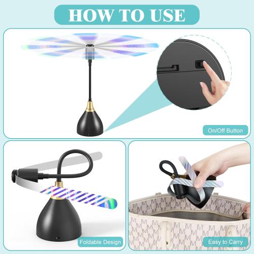 Fly Fans for Tables, Practical Fly Repellent Fan with Soft Blades, USB or Batteries Powered, Soundless and Portable Keeps Your Food Clean(4 Pack)