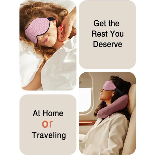 MABAO Sleep Mask for Side Sleeper, Eye Mask for Sleeping Women Men, 3D Contoured Cup No Eye Pressure 100% Light Blocking Sleeping Mask with Adjustable Strap Night Blindfold Flight, Travel, Nap, Pink