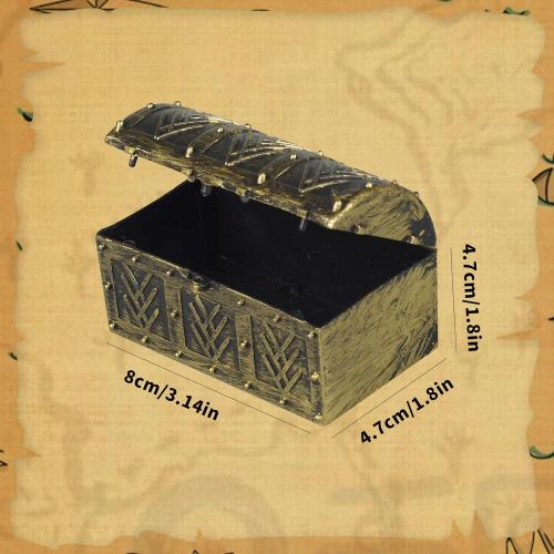 8 Pcs Miniature Pirate Treasure Chests Box, Mini Vintage Pirate Jewelry Storage Box, Party Supplies Decor Store Gold Coins Gems, Plastic Kids Pirate Treasure Chest Toy
