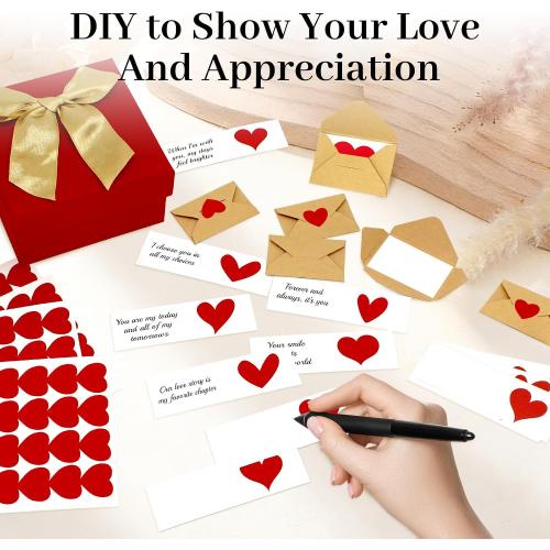 60 Mini Blank Love Notes and Envelopes for Him, Her, Wife, Husband, Mini Envelopes With Blank Cards, Tiny Valentines Day Card, Cute Birthday, Couple Gifts For Girlfriend Boyfriend