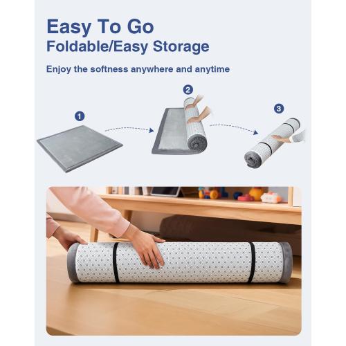 Baby Play Mat for Floor,1.3 Thick 47x47 Play Mat for Playpen,Tummy Time Foam Mats,Plush Soft Padded Playmate for Babies 6-12 Months Crawling,Non-Slip Nursery Rug for Toddler Kids Playroom(Grey)