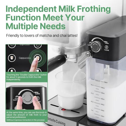 Espresso Machine 20 Bar, Touchscreen Espresso Maker with Automatic Milk Frother for Cappuccino Latte, Expresso Coffee Machine for Home with Dual Heating System and Dual Pump