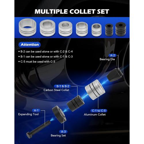 Orion Motor Tech Exhaust Pipe Expander Tool Kit 1-5/8 to 4-1/4 inch, Hex 28 mm Exhaust Pipe Stretcher Kit, Muffler Pipe Spreader with Storage Case, Automotive Car Tool Kit for Tail Pipe Tube