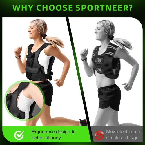 Color Black Adjustable Weighted Vest for Women, Customizable 0-18 lbs Strength Training Vest with 10 Removable Sandbag, Breathable Design, Reflective Safety Strips for Running, Hiking, and Fitness
