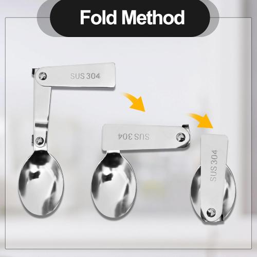 Replacement Foldable Spoon and Fork Set Compatible with Thermos Funtainer 16oz Food Jar, Stainless Steel Spoon Salad Spork Portable Outdoors, Dishwasher Safe