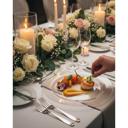 bUCLA 100Pieces Clear Plastic Plates -10.25inch Disposable Dinner Plates- Premium Weddings& Party Plates
