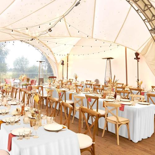 Tudomro 9 Pack White Spandex Table Skirts for Rectangle Tables 6ft Wrinkle Resistant Table Covers Stretch Ruffles Tablecloth Desk Skirt for Wedding Birthday Party Events Banquets, 72 x 30 x 29 Inch