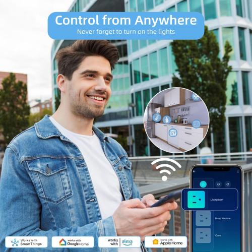 UseeLink Matter Smart Power Strip Compatible with Apple HomeKit, Siri, Alexa, Google Home and SmartThiiings, WiFi Surge Protector with 5ft Extension Cord, Voice and Remote Control