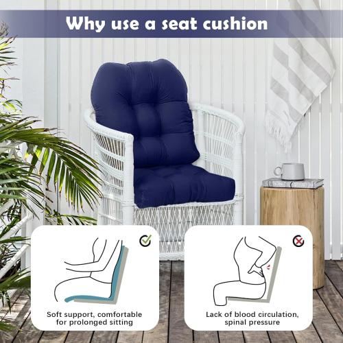 2 pieces Size Small Color Blue Indoor Outdoor Chair Cushions for Rocking Chair Proch Rocker Wicker Patio Seat Pads Reversible,Waterproof Patio Cushion 2 Piece Navy Blue,