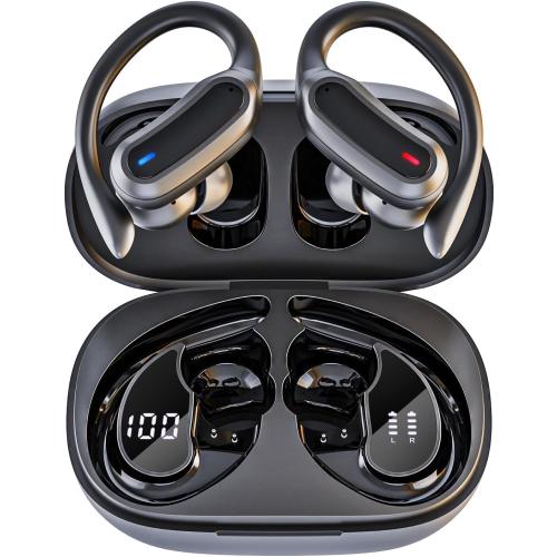 Wireless Earbuds, Bluetooth 5.4 Headphones, True Wireless Stereo Earphones with IPX7 Waterproof, Noise Cancelling Mic, Fast Charging and Comfort Fit Ear Buds for Sports/Workouts - Black