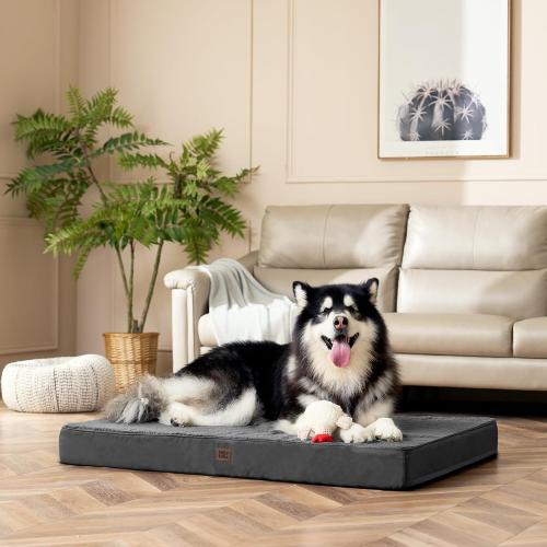 EHEYCIGA Orthopedic XL Dog Beds for Extra Large Dogs with Removable Washable Cover for Crate, Grey, 41x27