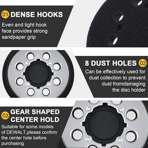 1 Pack Sander Replacement Pad for Dewalt, 5-Inch 8 Holes Hook and Loop Aluminum Alloy Orbital Sander Replacement Pad for DWE6421/6421K, DWE6423/6423K, DCW210B, DWE64233, N329079