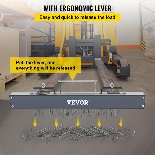 VEVOR 48 inches Hanging Magnet Magnetic Sweeper Pickup Tool 67 Lbs Nail Magnet Hang Type Magnet Sweeper Magnetic Nail Sweeper Magnetic Sweepers fits Forklift