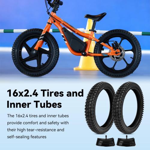 EOPOAYI 16x2.4 Bike Tire and Inner Tube Set Compatible with Electric Bike Kids Bicycle E-Scooter, 16x2.40 64-305 16 Inch Dirt Bike Tire for Razor MX650 MX500 SX500 Mcgrath Dirt Rocket Bike (2-Packs)