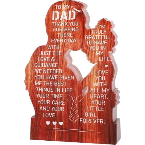 Heartfelt Father Daughter Hug Acrylic Plaque, Keepsake Dad Gift for Father's Day, Birthday, Christmas from Daughter 5.1x3.2 Inch