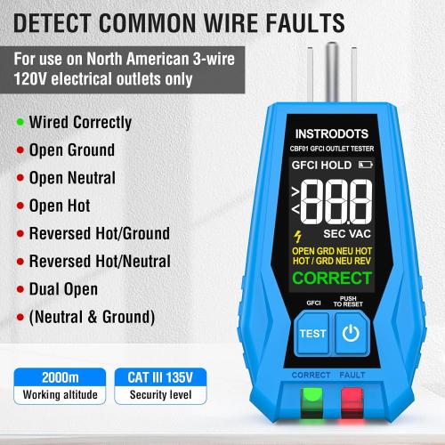 Circuit Breaker Finder Tool with Accessories, 90-135V AC Digital Breaker Finder with Integrated GFCI Outlet Tester, Circuit Tracer with Buzzer Alarm & Color Display, Includes Carrying Case