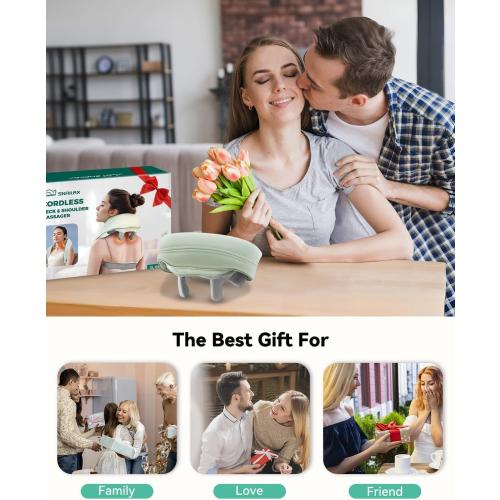 Snailax Cordless Neck Shoulder Massager with Heat, 4D Deep Tissue Kneading, Shiatsu Back Massager Pillow for Neck, Shoulder, Christmas Gifts for Men, Women