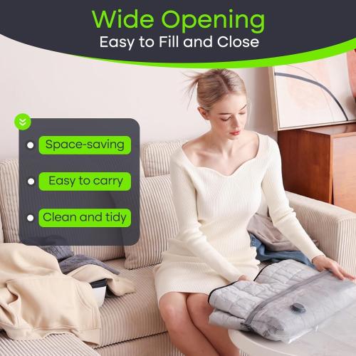 Vacuum Bags for Travel with USB Electric Pump, 15 Pack Carry-on Size Compression Packing for Luggage and Suitcase, Space Saver Bags for Clothes and Clothing Travel