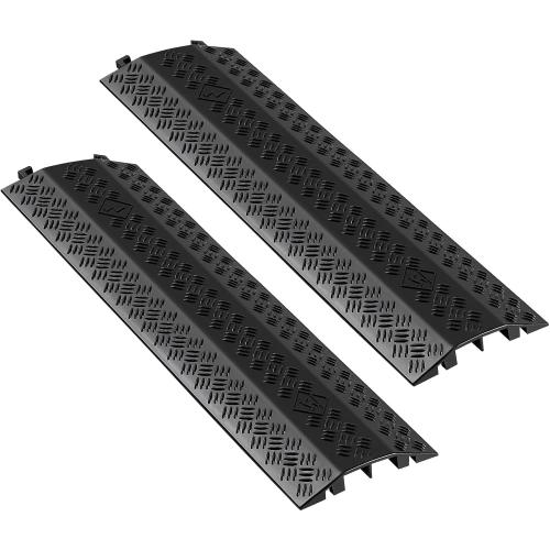 VEVOR 2 Pack Drop Over Cable Cover, 2 Channel Heavy Duty Cable Hose Protector Ramp, 38.3'' Floor Cord Cover, 17,500 lbs/Axle Load Capacity, for Traffic Areas, Indoor, Outdoor, Home, Office, Warehouse