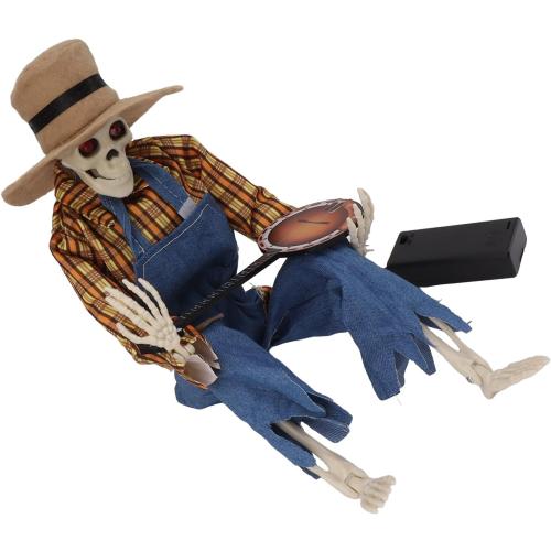 Halloween Cowboy Skull Statue, Luminous Eyeball Lightweight Simulation Details Halloween Cowboy Skeleton Figures for Study 2 pack