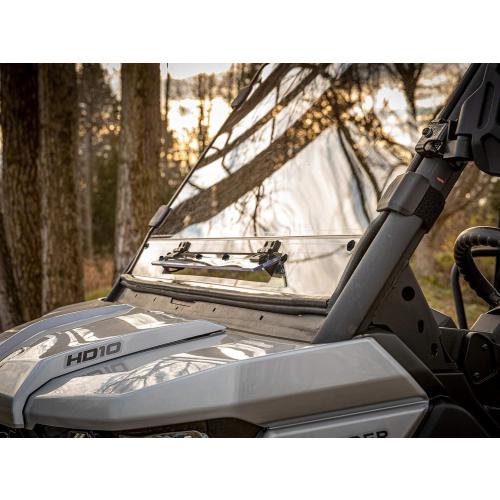 SuperATV Scratch Resistant Flip-Vent Windshield for Can Am Defender HD5 HD8 HD10 MAX - Hard Coated Durability Easy Install