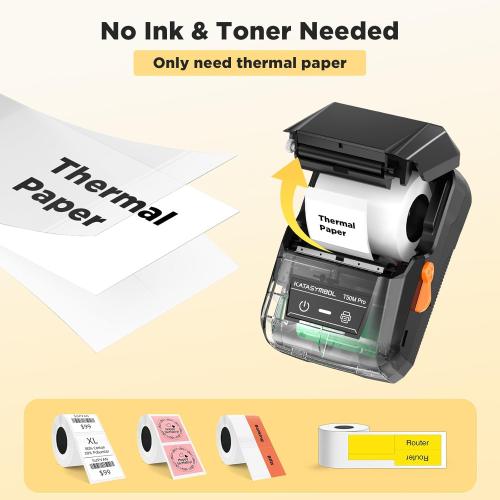 SUPVAN T50M Pro Bluetooth Label Maker Machine with Tape, Wide Waterproof Label, Versatile App with 30  Fonts and 660  Icons, Inkless Labeler for Home, Kitchen, School, Office Organization, Black