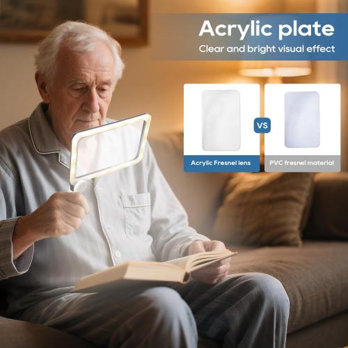 [Upgraded] 5X Magnifying Glass with Light, 48 LED Handheld Full Page Magnifier for Reading, Seniors, Low Vision, Foldable, Battery Powered, Great Gift for Parents & Elderly