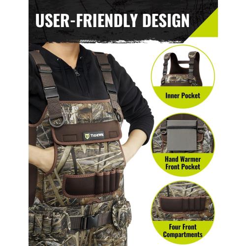 TIDEWE Hunting Waders for Women with 600G Insulated Waterproof Rubber Boots, 3.5mm Neoprene Chest Waders for Fishing and Hunting