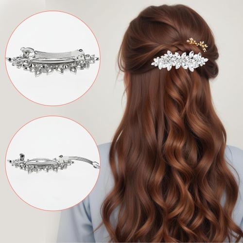 4PCS Sparkly Rhinestone Hair Clips for Women, Silver Flower Crystal Hair Clips