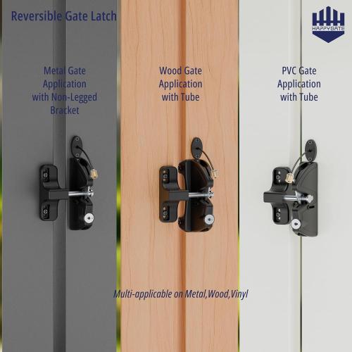 Key Lockable Two Sided Gate Latch for Wooden Fence with Pull Cord