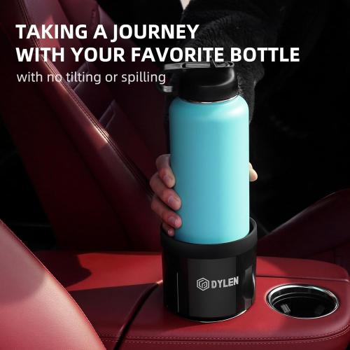 DYLEN Car Cup Holder Expander, Cup Holder Extender Adapter for Car with Expandable Insert, Compatible with Yeti 20/26/30oz, Hydroflask 32/40oz, Large Water Bottles in 3.0-4.1
