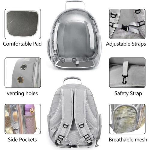 Pet Backpack Carrier with Harness Backpack with Bubble Clear Front for Cats, Small Dogs, Bunnies etc with Harness Included, Pet Carrier for Traveling, Walking, Hiking and Outdoor Activities