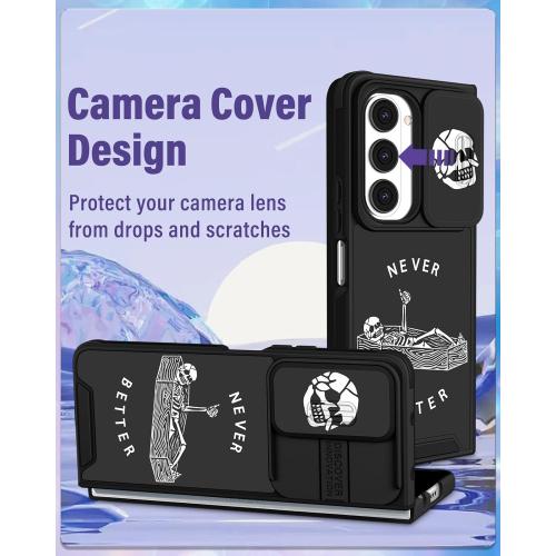 Goocrux for Samsung Galaxy Z Fold 6 Case - Women Girls Cute Phone Cover Girly Pretty Skull Skeleton Unique Cool Design with Slide Camera Cover for Samsung Z Fold 6 Case