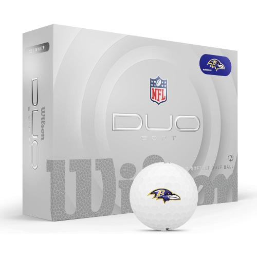 WILSON 2025 Duo Soft NFL Golf Ball - 12 Balls, White,  Baltimore Ravens