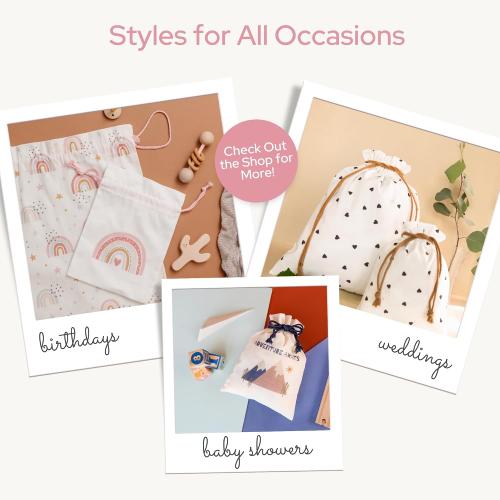 Gather & Knot Drawstring Gift Bags | 16 Medium | Premium Canvas | Reusable Fabric Wrap for Mother's Day, Weddings, Bridesmaids, Birthdays - All Occasion | Pink Floral