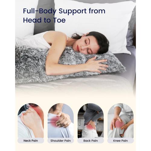 ZonLi Fluffy Body Pillow, Full Body Pillows for Adults, Long Pillow for Sleeping with Removable Cover and Adjustable Filling for Side Sleeper & Pregnancy，Large and Firm Pillow, Machine Washable(Grey)