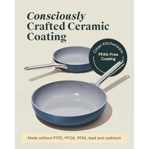 Caraway Nonstick Ceramic Frying Pan (2.7 qt, 10.5) - Non Toxic, PTFE & PFOA Free - Oven Safe & Compatible with All Stovetops (Gas, Electric & Induction) - White