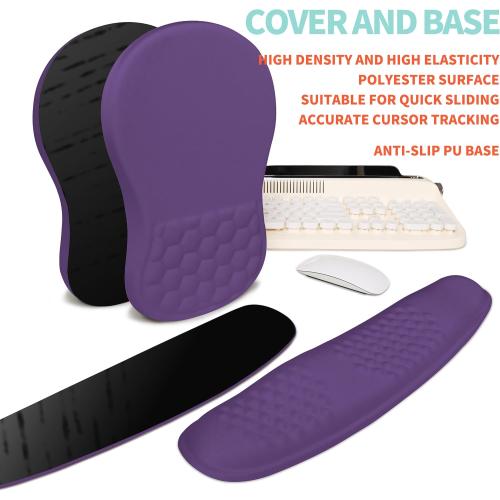 2-in-1 Ergonomic Set, Wave Rise Keyboard Wrist Rest and Massage Bulge Slope Mouse Pad Wrist Support, Cushion Memory Foam Integrated to Relieve Wrist Pain, Dark Purple