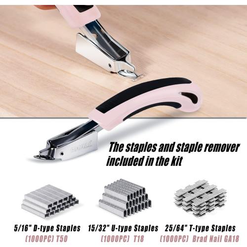 SHALL Staple Gun Heavy Duty, 3-in-1 Upholstery Staple Gun Kit with 3000 Staples, Stapler Remover, Manual Brad Nailer with Specific Staples Outlet Position Indicator